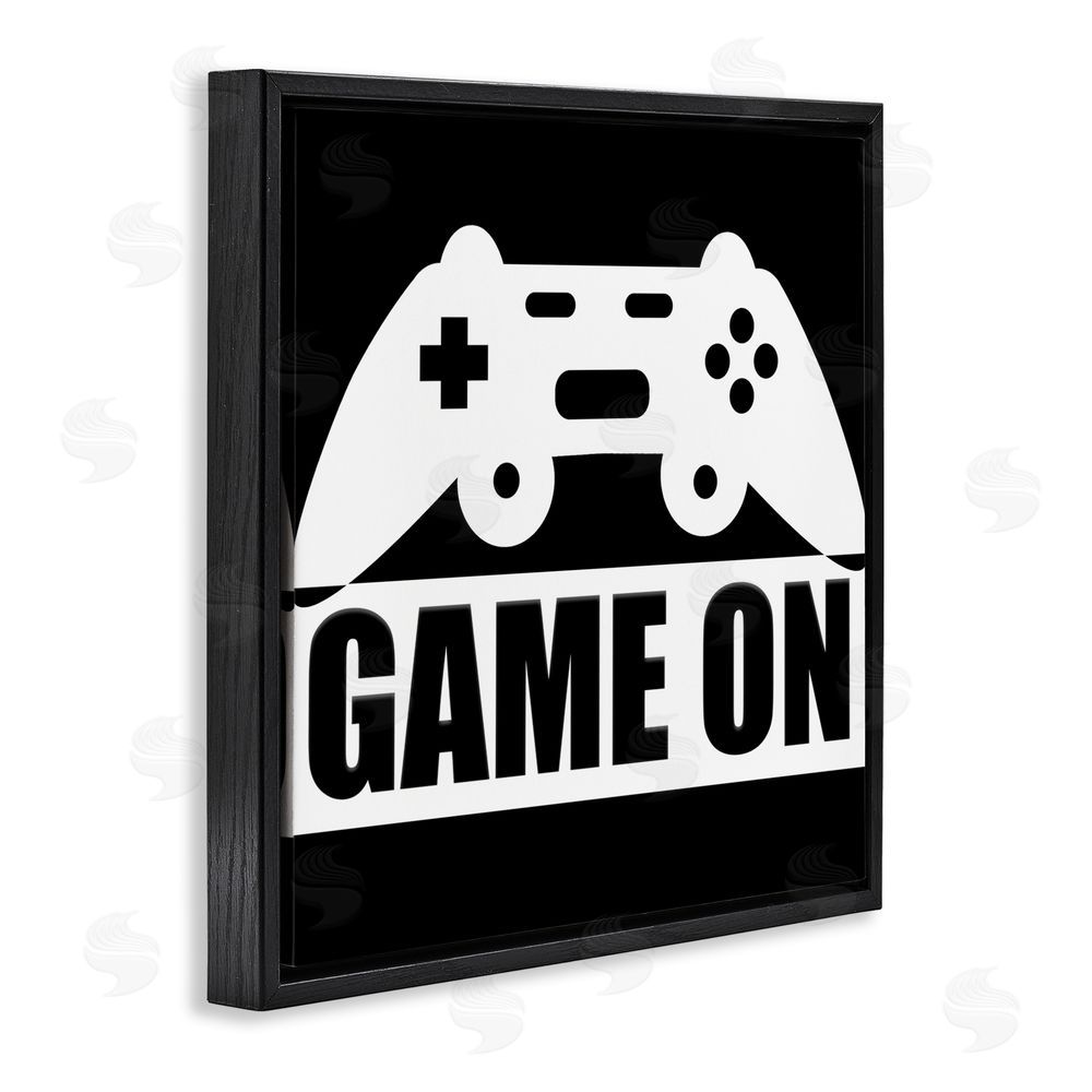 Kim Allen Game On Retro Black & White Black Floating Frame Canvas Wall Art Print