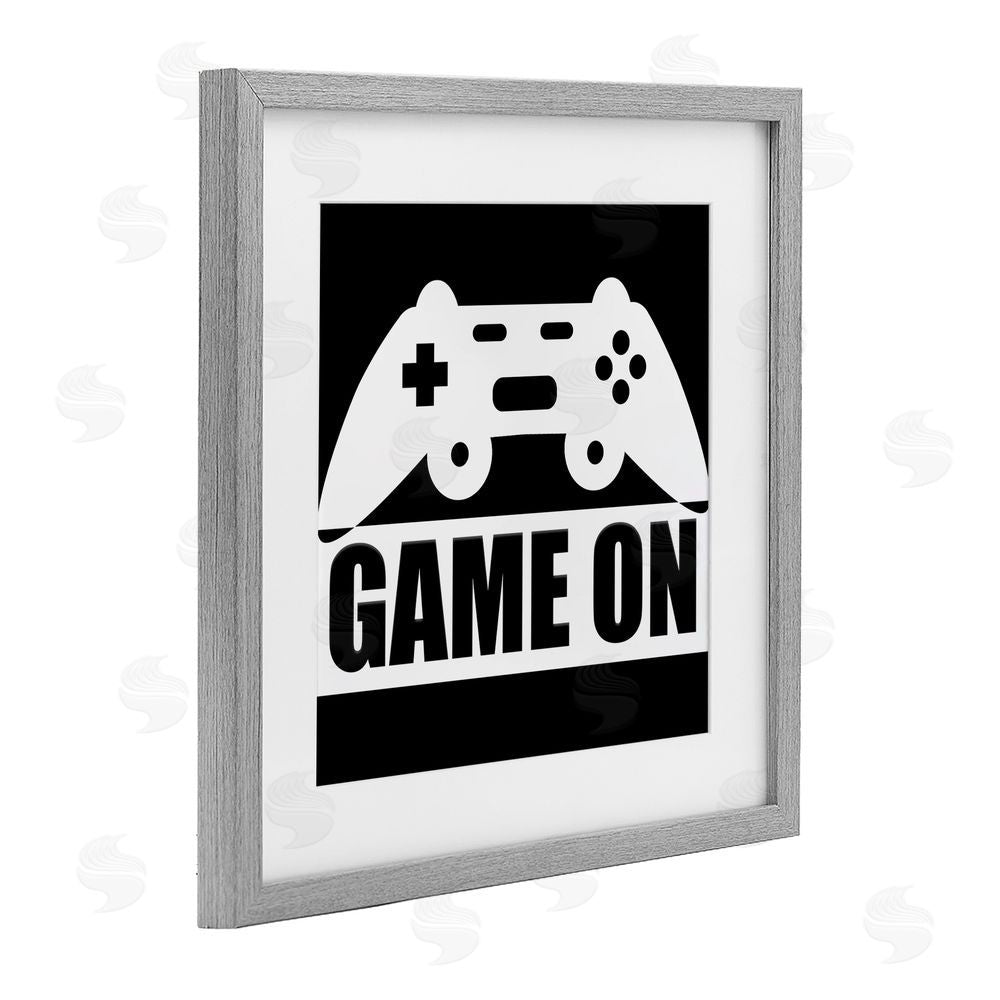 Kim Allen Game On Retro Black & White Gray Framed Print Under Glass Wall Art