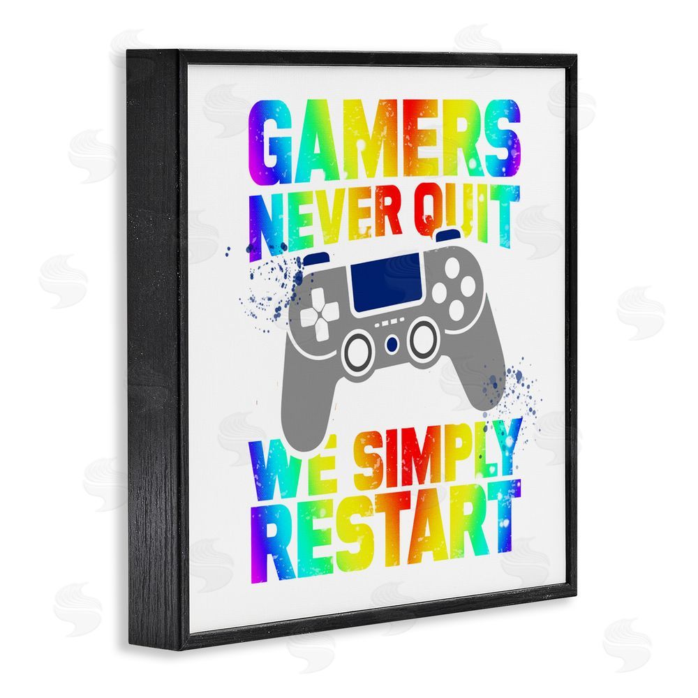 Kim Allen Rainbow Gamers Never Quit Black Framed Giclee Print Wall Art