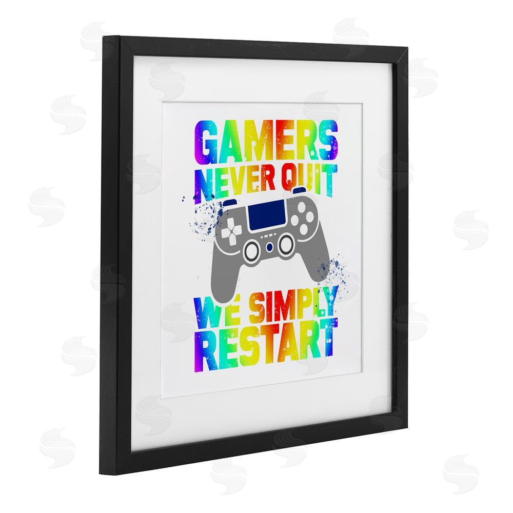 Kim Allen Rainbow Gamers Never Quit Black Framed Print Under Glass Wall Art