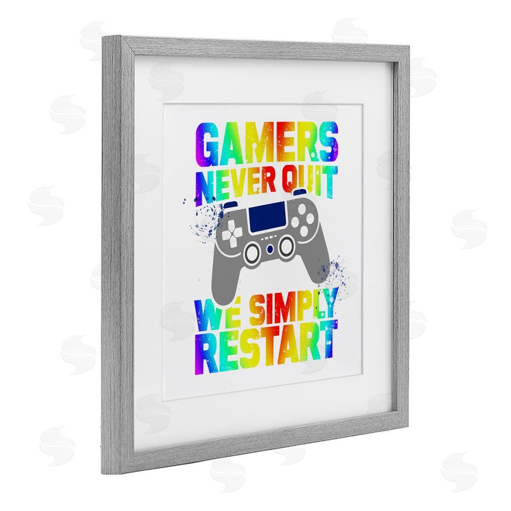 Kim Allen Rainbow Gamers Never Quit Gray Framed Print Under Glass Wall Art