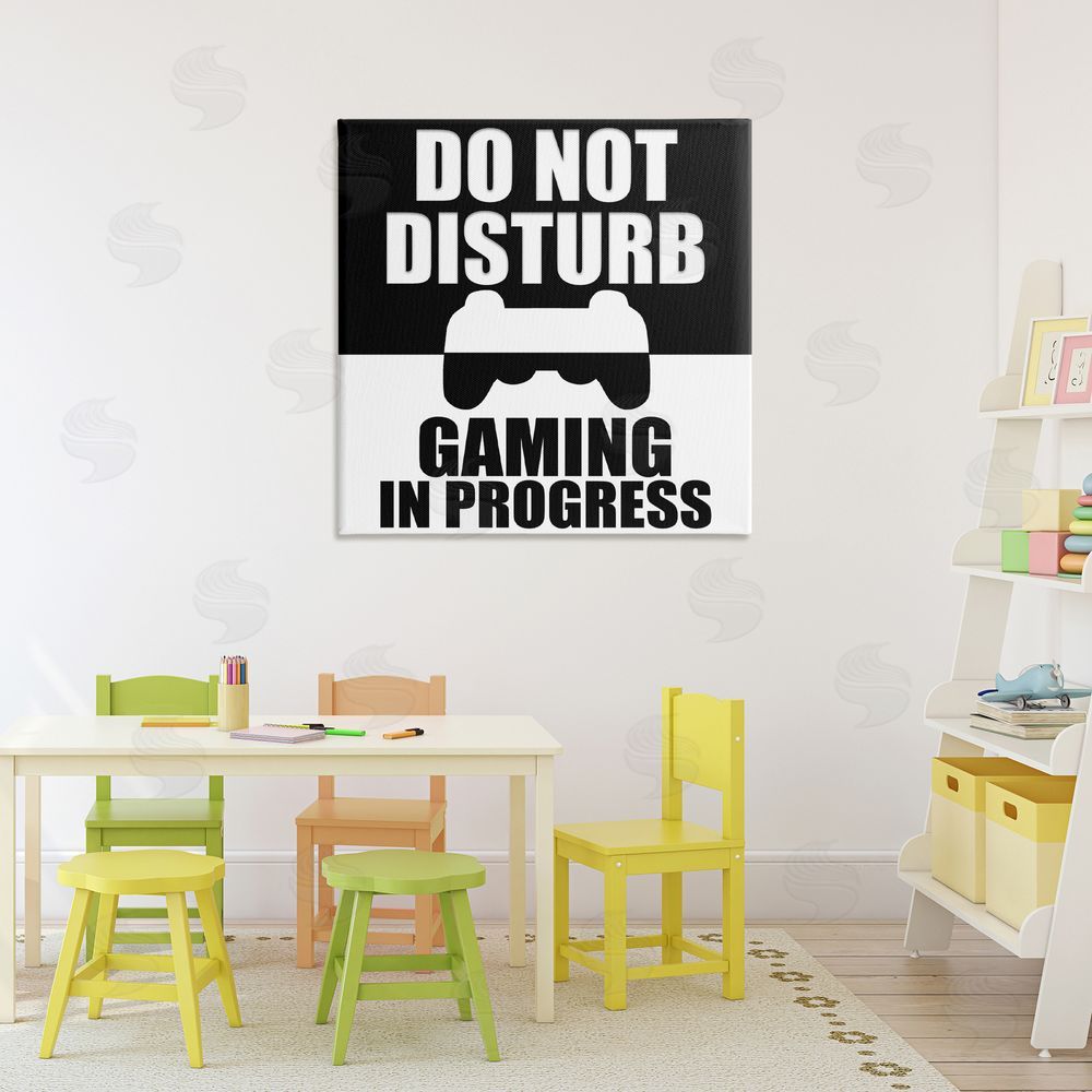 Kim Allen Do Not Disturb Minimal Gamer Stretched Canvas Wall Art Print in Room
