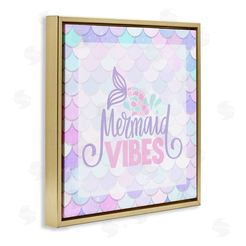 Kim Allen Pastel Mermaid Vibes Gold Floating Frame Canvas Wall Art Print