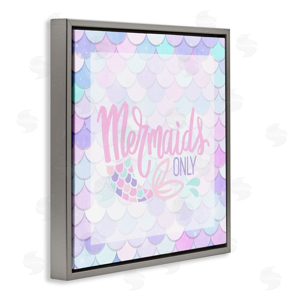 Kim Allen Pastel Mermaids Only Gray Floating Frame Canvas Wall Art Print