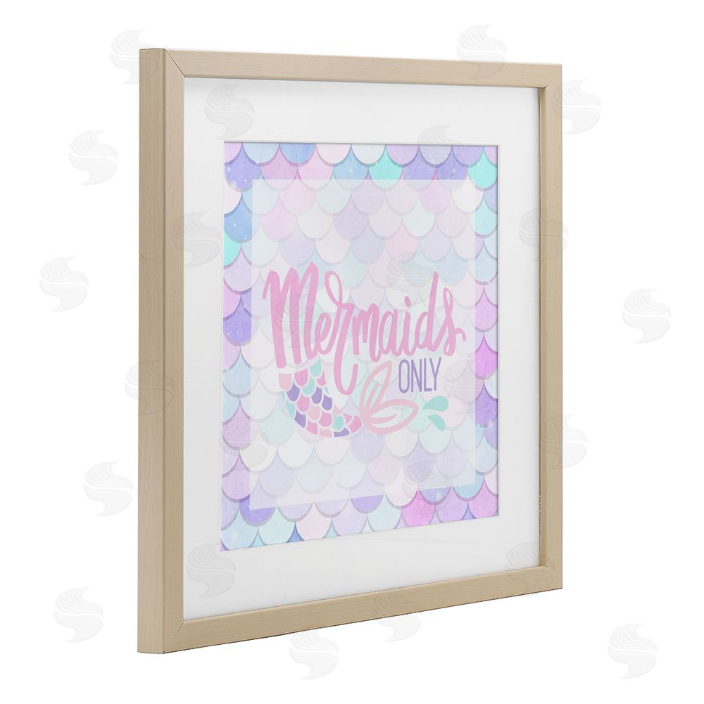 Kim Allen Pastel Mermaids Only Brown Framed Print Under Glass Wall Art