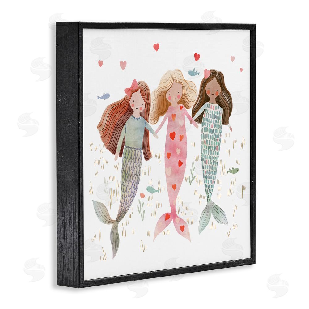 Leah Straatsma Trio of Mermaids Friendship Black Framed Giclee Print Wall Art