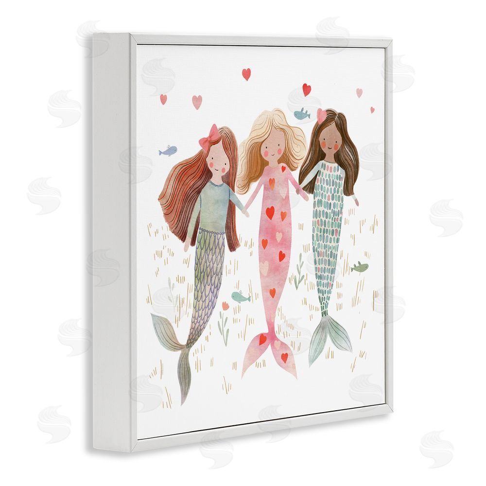 Leah Straatsma Trio of Mermaids Friendship White Framed Giclee Print Wall Art