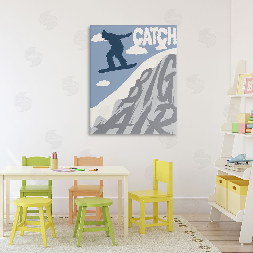 Marcus Prime Catch Big Air Snowboard Stretched Canvas Wall Art Print in Room
