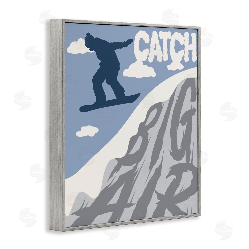 Marcus Prime Catch Big Air Snowboard Gray Framed Giclee Print Wall Art