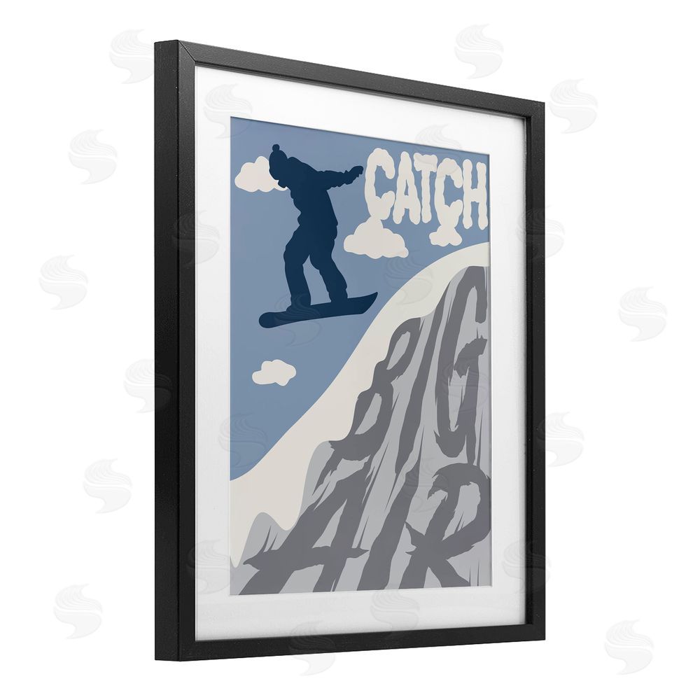 Marcus Prime Catch Big Air Snowboard Black Framed Print Under Glass Wall Art