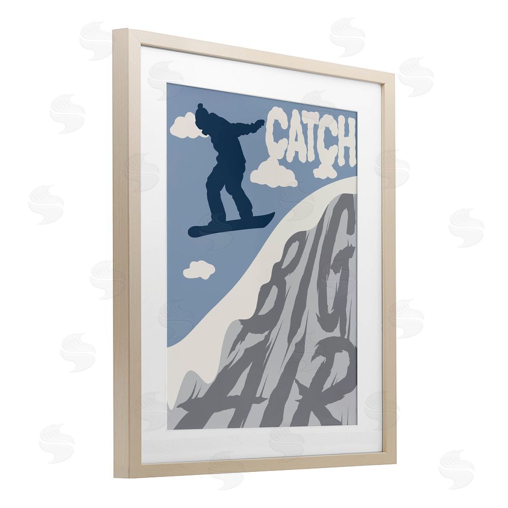 Marcus Prime Catch Big Air Snowboard Brown Framed Print Under Glass Wall Art