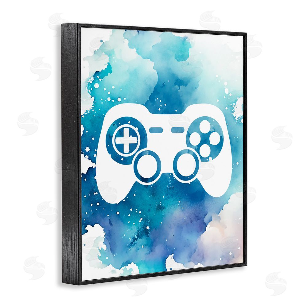 Marcus Prime Blue Controller Splatter Black Framed Giclee Print Wall Art