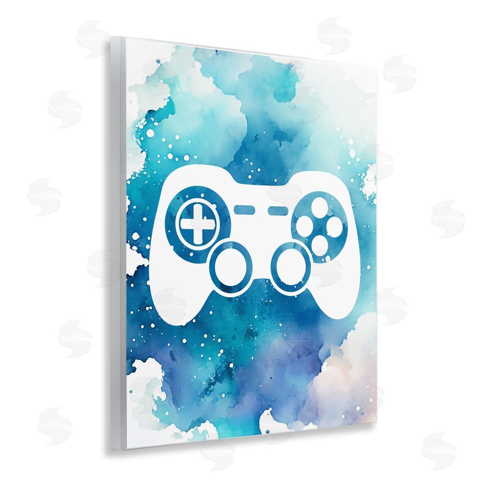 Marcus Prime Blue Controller Splatter Wooden Wall Plaque Art Print