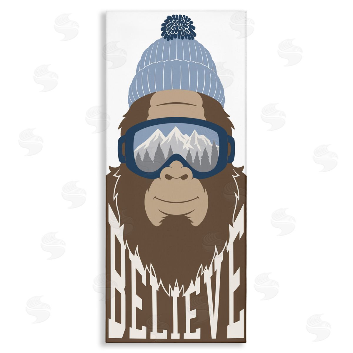 Marcus Prime Believe Winter Bigfoot Stretched Canvas Wall Art Print