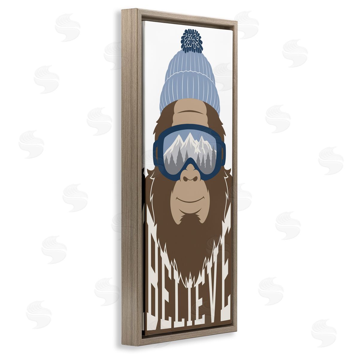 Marcus Prime Believe Winter Bigfoot Brown Floating Frame Canvas Wall Art Print
