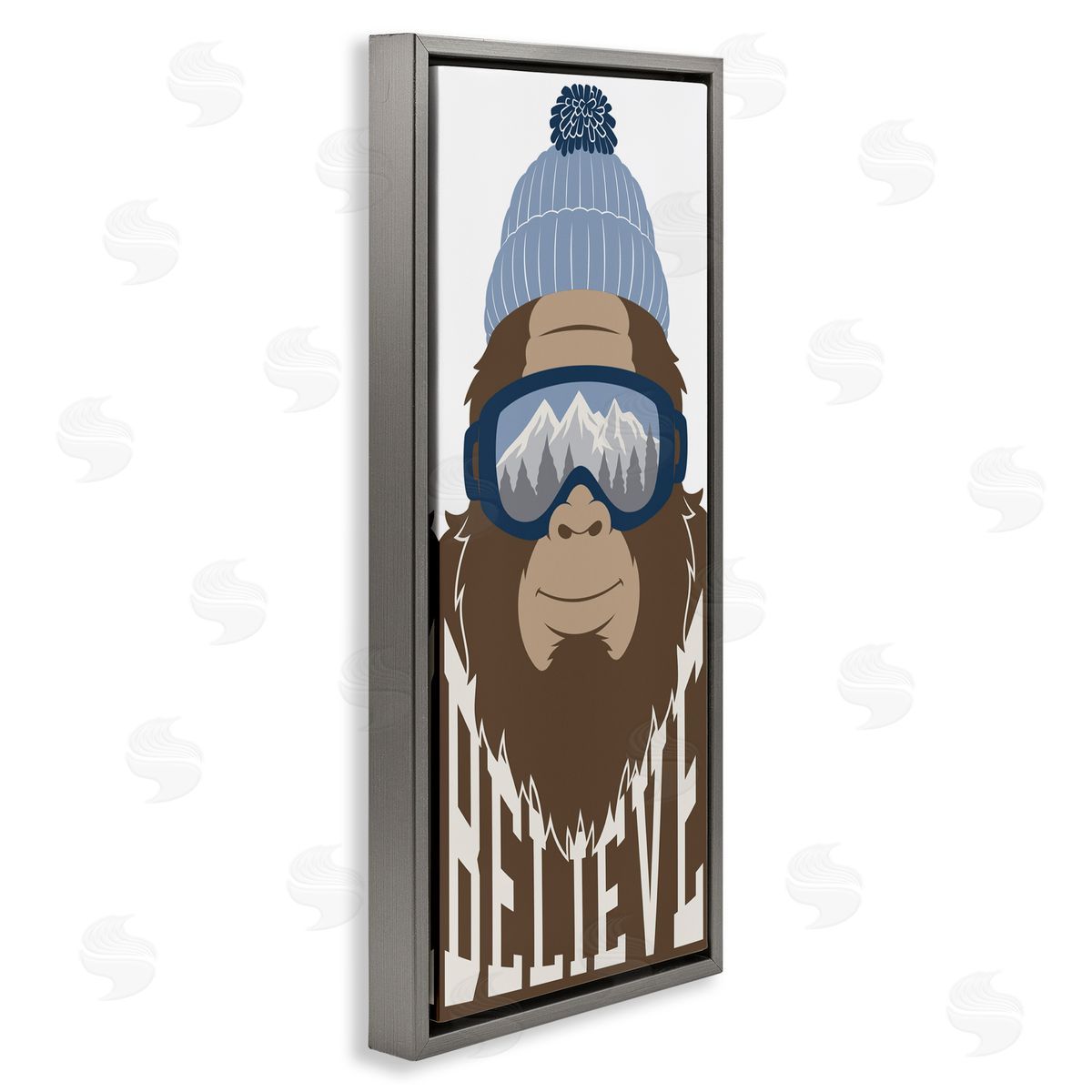 Marcus Prime Believe Winter Bigfoot Gray Floating Frame Canvas Wall Art Print