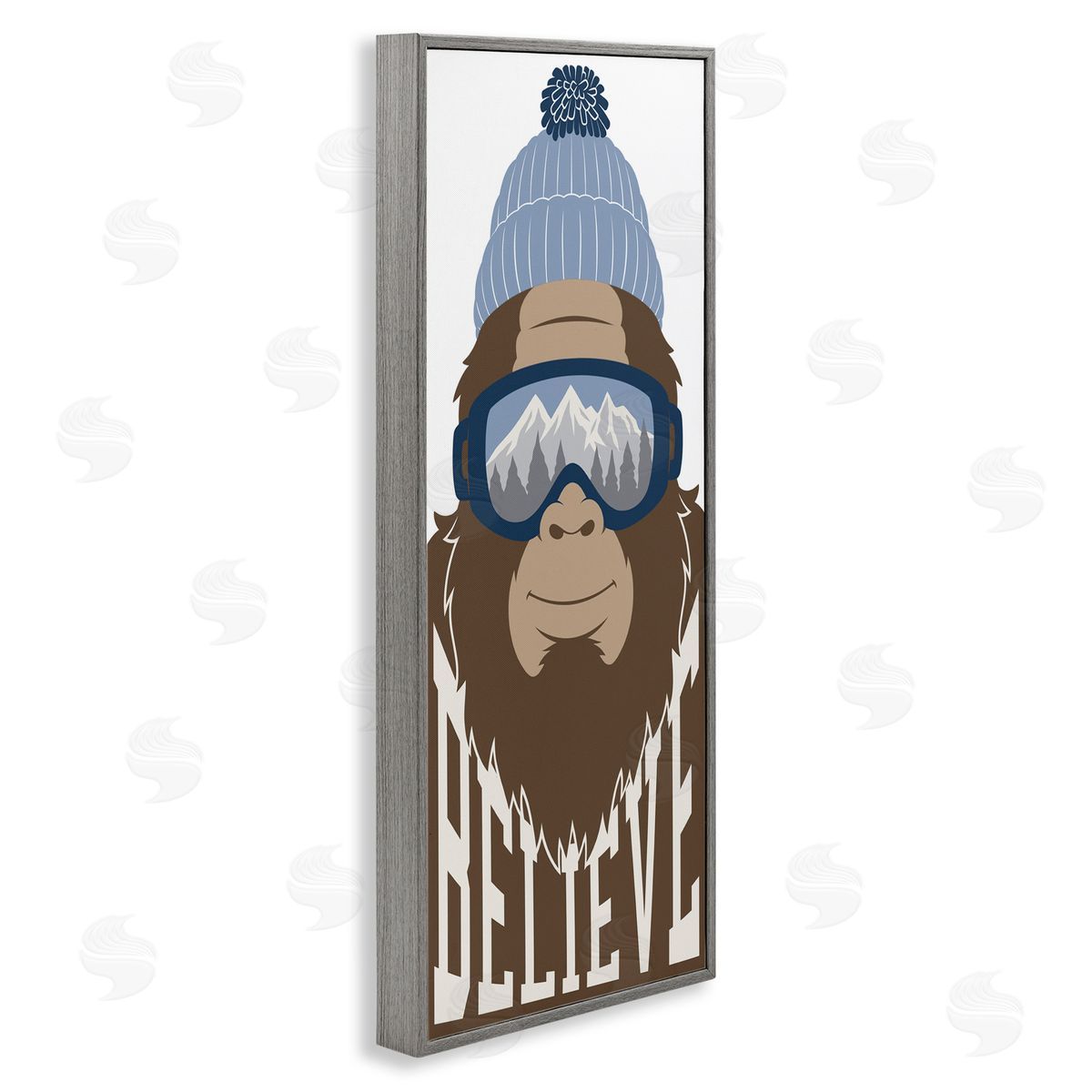 Marcus Prime Believe Winter Bigfoot Gray Framed Giclee Print Wall Art