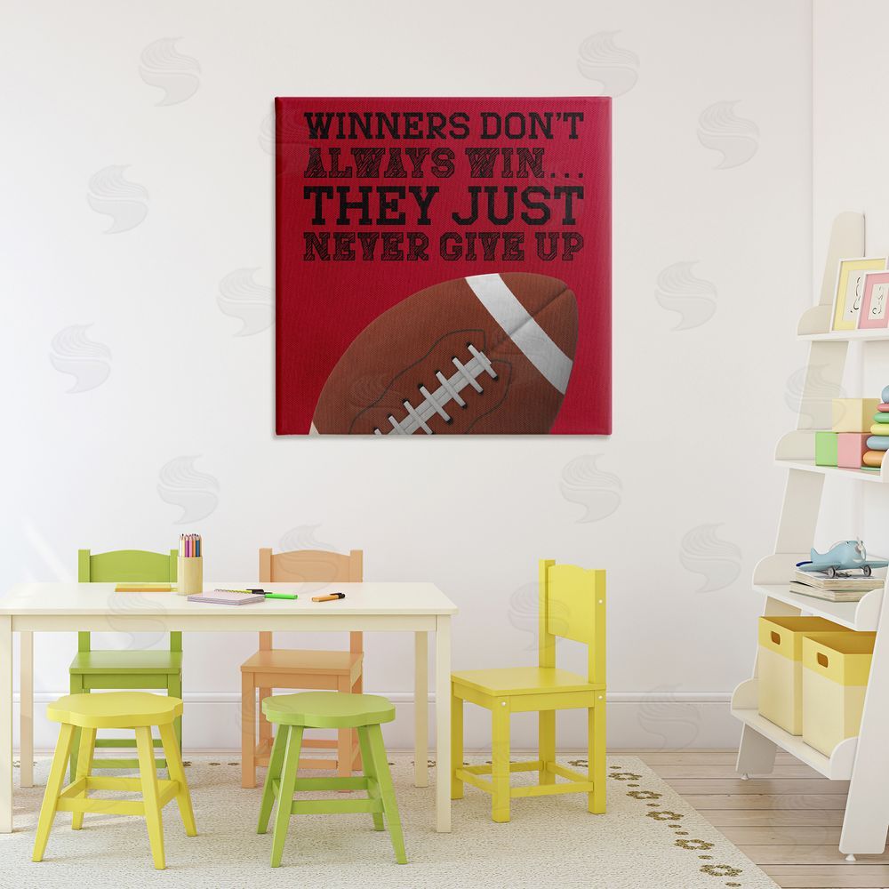 Marcus Prime Winners Never Give Up Stretched Canvas Wall Art Print in Room