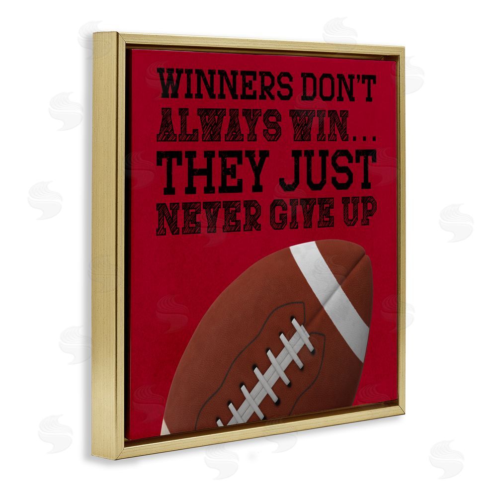Marcus Prime Winners Never Give Up Gold Floating Frame Canvas Wall Art Print