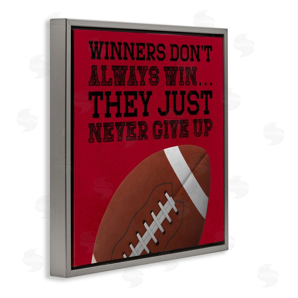 Marcus Prime Winners Never Give Up Gray Floating Frame Canvas Wall Art Print