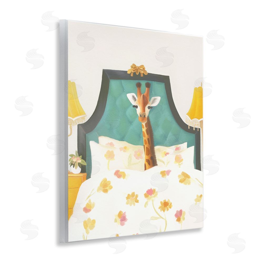 Leah Straatsma Good Morning Giraffe in Bed Wooden Wall Plaque Art Print