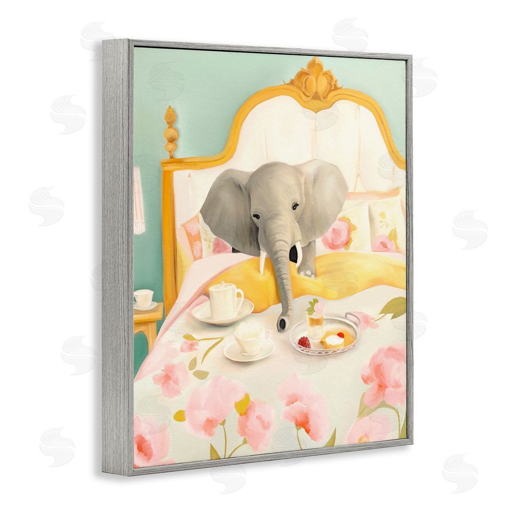 Leah Straatsma Breakfast in Bed Elephant Gray Framed Giclee Print Wall Art