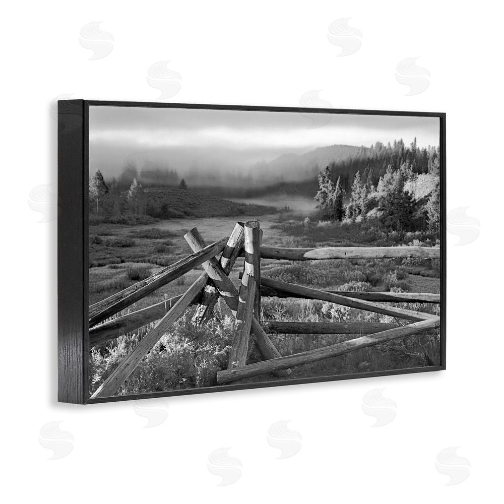 MJ Photography Grand Tetons Fence Beyond Black Framed Giclee Print Wall Art