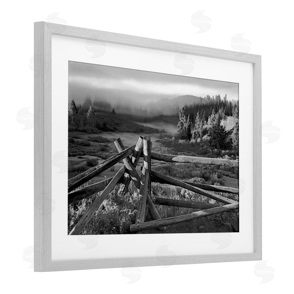 MJ Photography Grand Tetons Fence Beyond Gray Framed Print Under Glass Wall Art