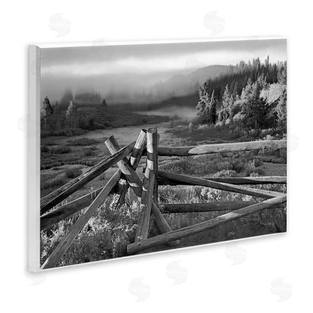MJ Photography Grand Tetons Fence Beyond Wooden Wall Plaque Art Print