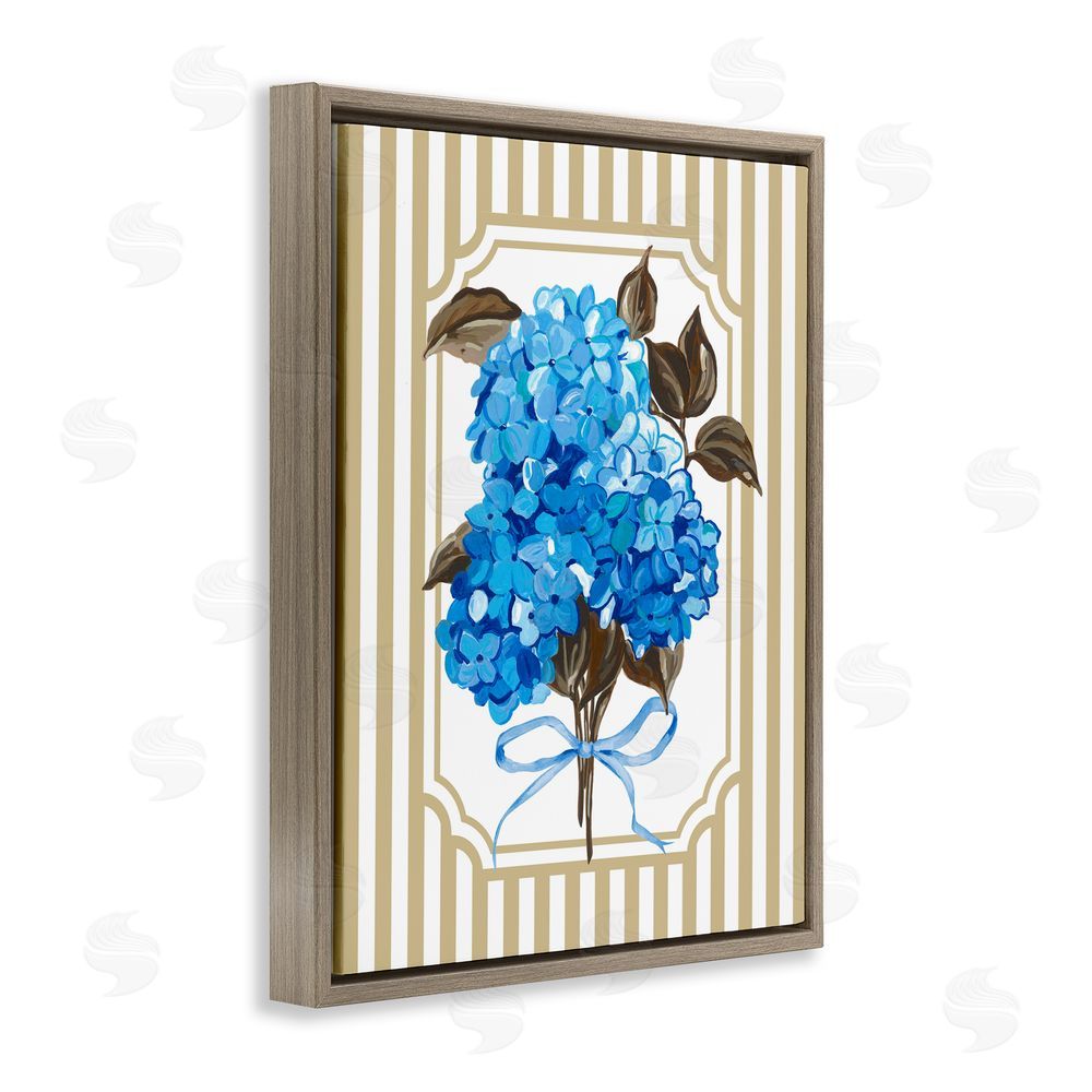 Adonna Ebrahimi Blue Hydrangea Blossom Bow Brown Floating Frame Canvas Wall Art Print