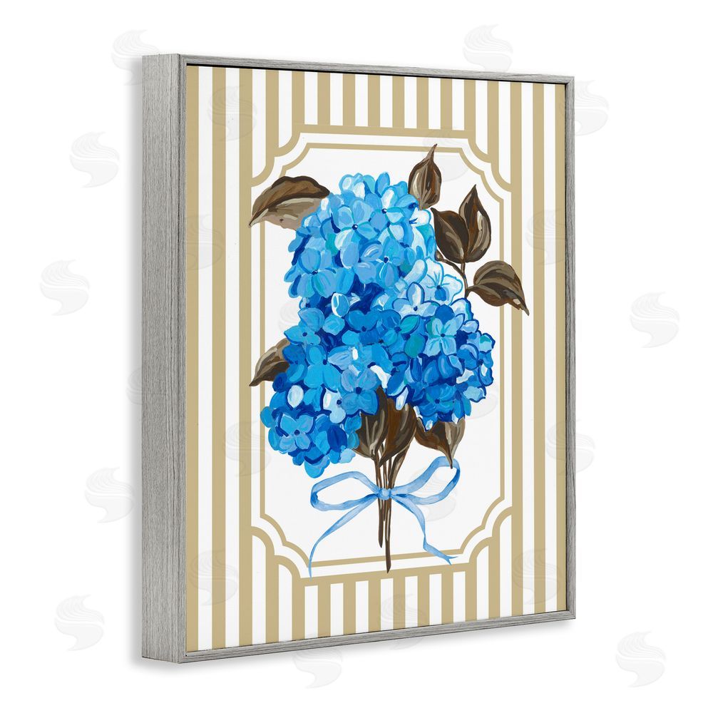Adonna Ebrahimi Blue Hydrangea Blossom Bow Gray Framed Giclee Print Wall Art