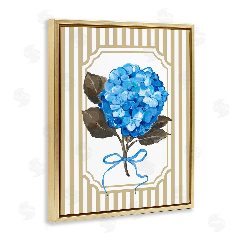 Adonna Ebrahimi Hydrangea Bundle with Bow Gold Floating Frame Canvas Wall Art Print
