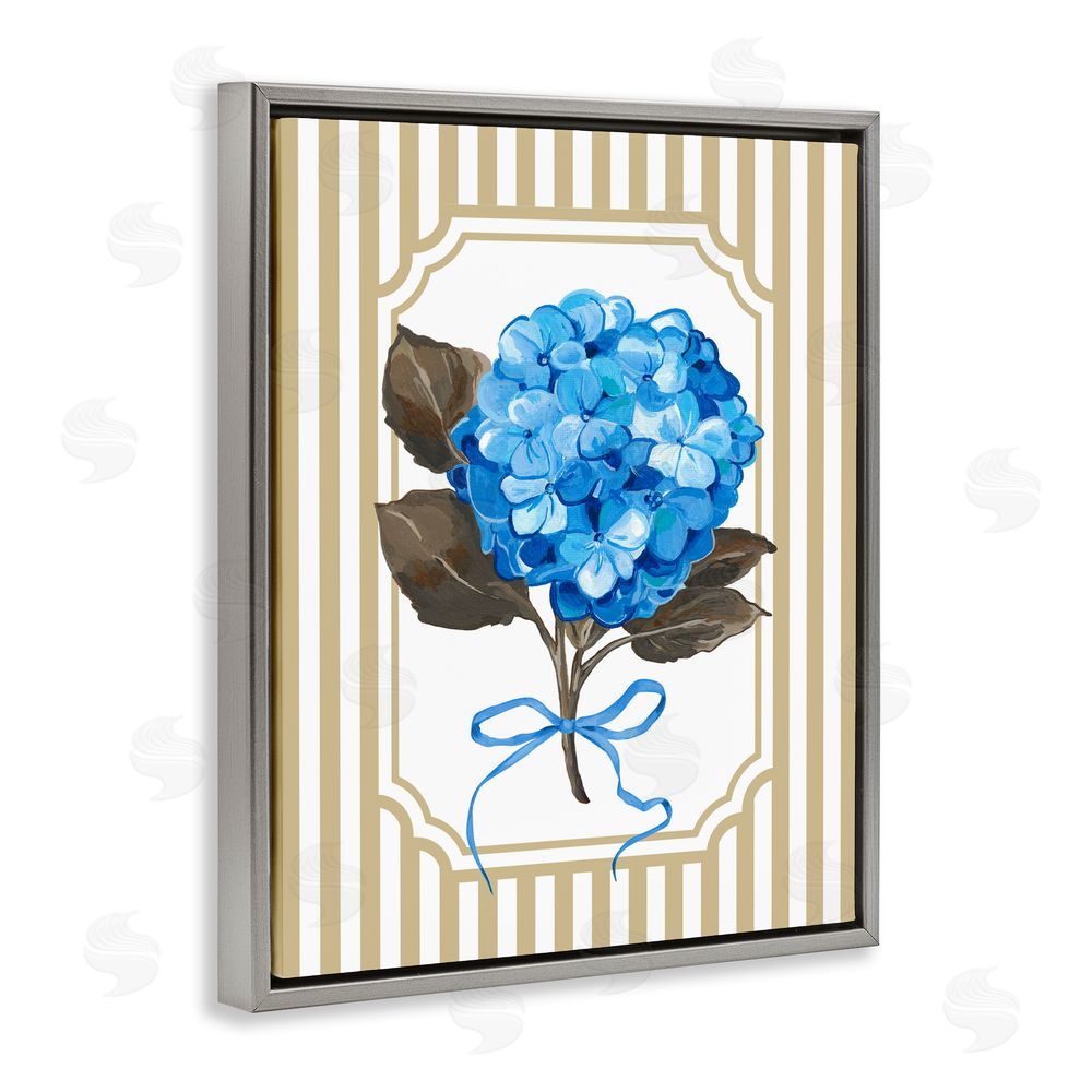 Adonna Ebrahimi Hydrangea Bundle with Bow Gray Floating Frame Canvas Wall Art Print