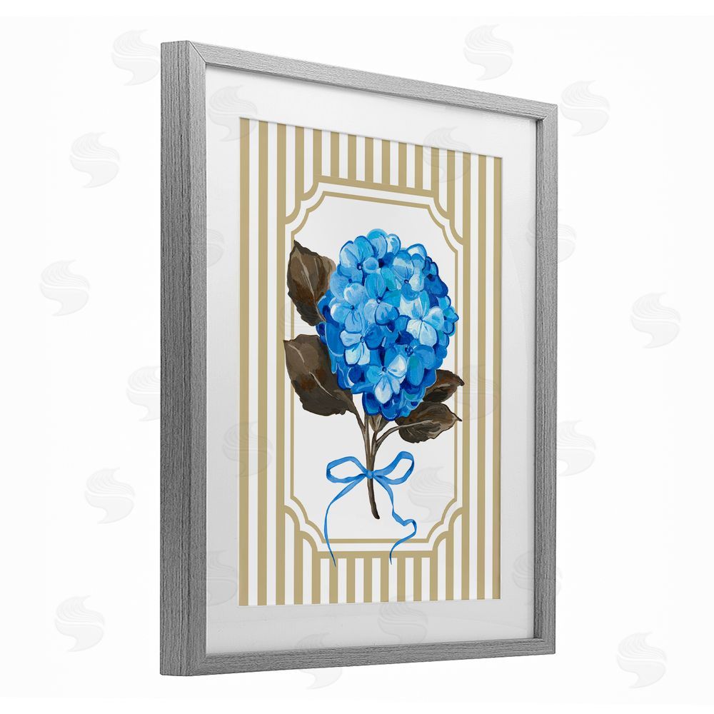 Adonna Ebrahimi Hydrangea Bundle with Bow Gray Framed Print Under Glass Wall Art