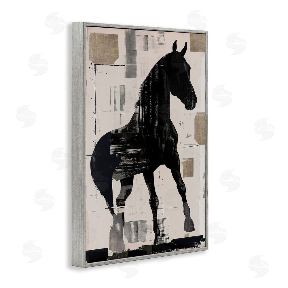 Annabelle Hall Equinity Horse Silhouette Gray Framed Giclee Print Wall Art