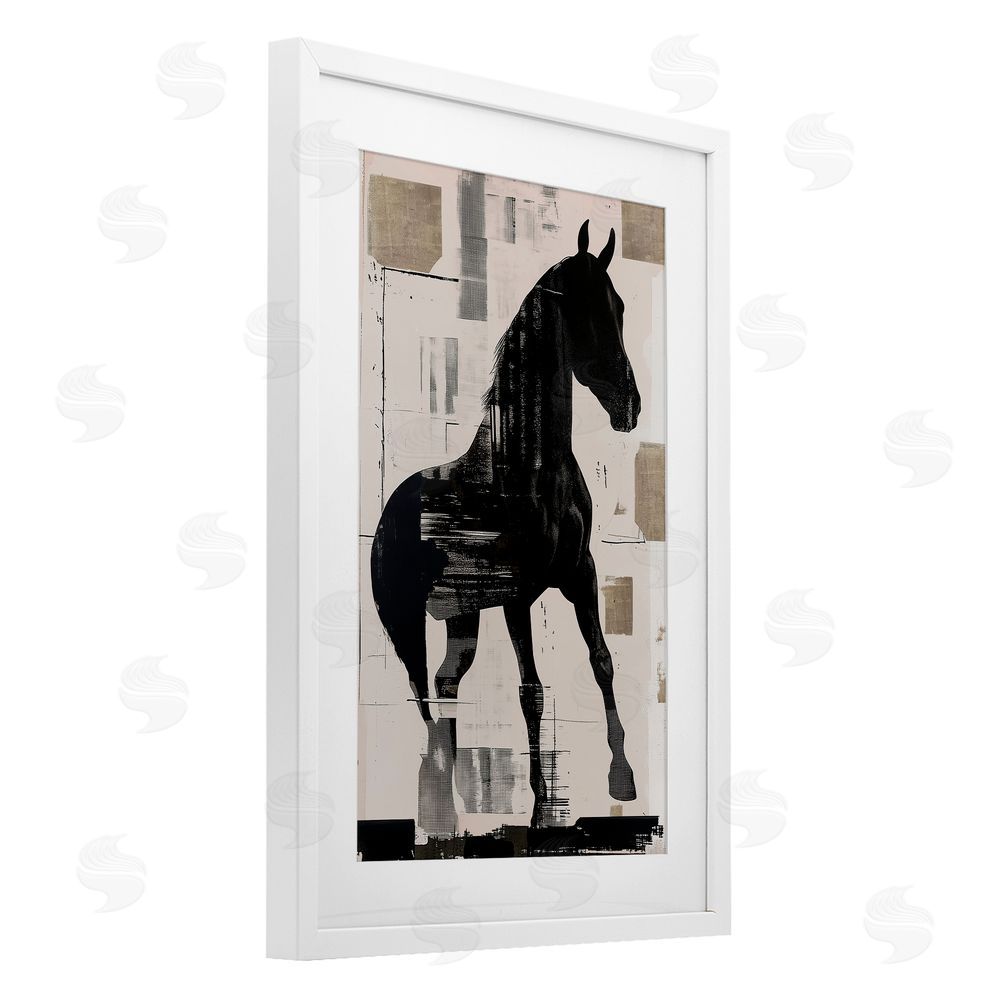 Annabelle Hall Equinity Horse Silhouette White Framed Print Under Glass Wall Art