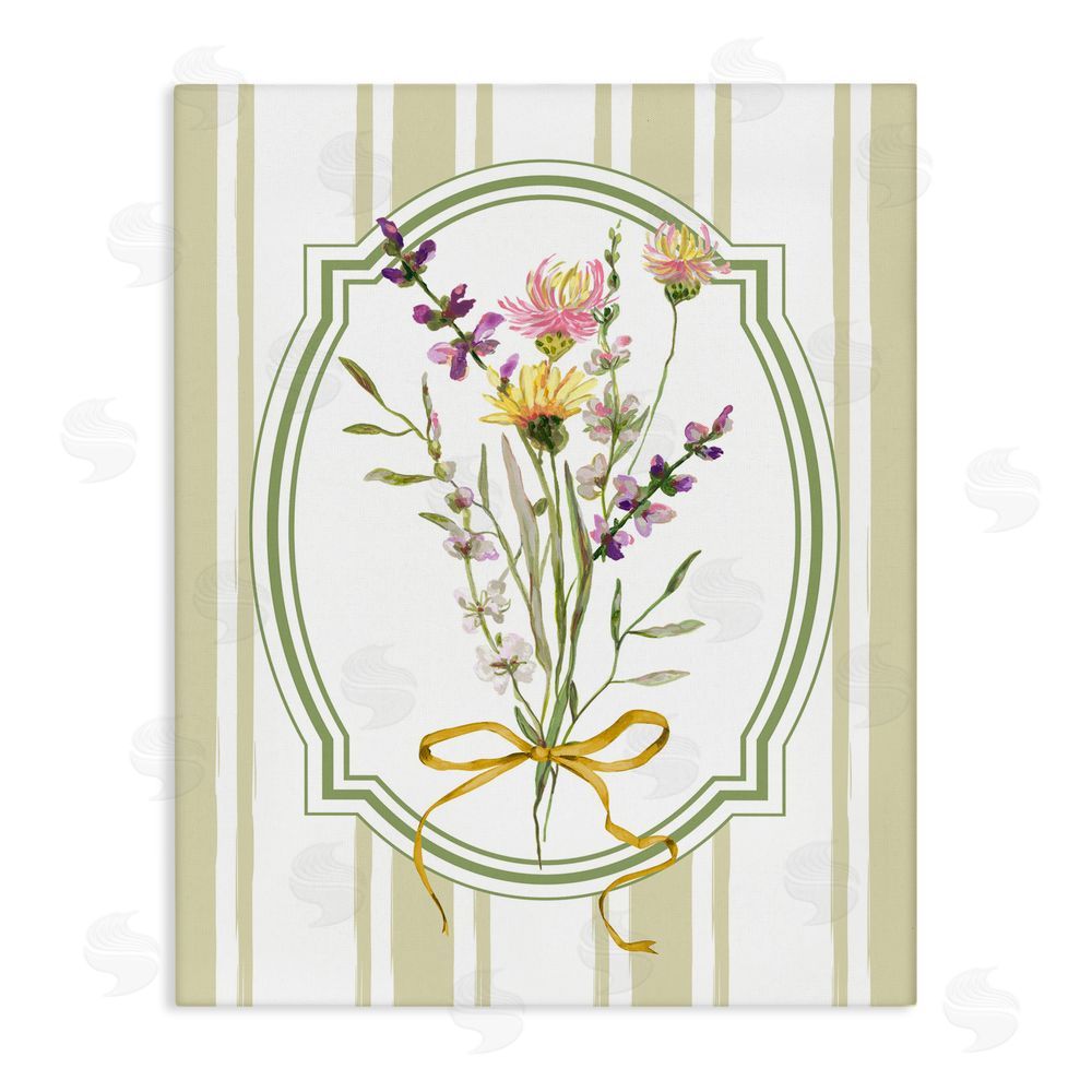 Adonna Ebrahimi Wildflowers Bouquet Classic Stripes Stretched Canvas Wall Art Print