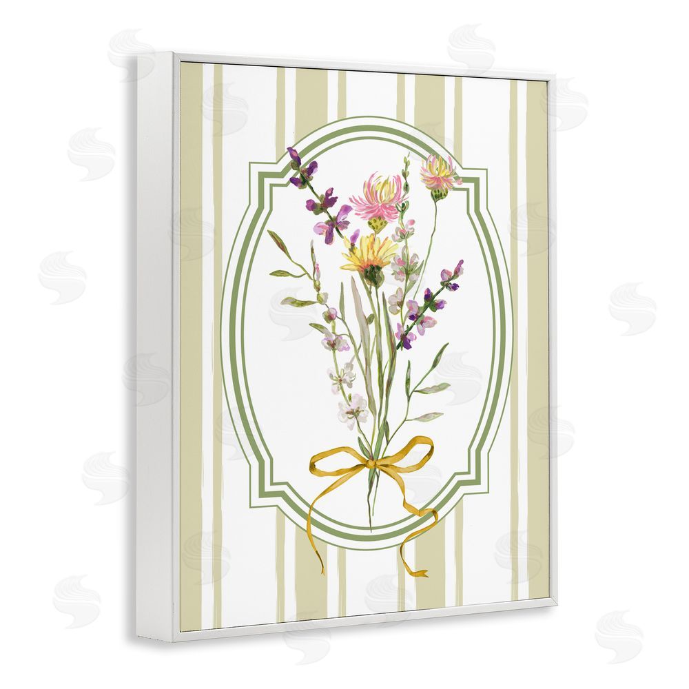 Adonna Ebrahimi Wildflowers Bouquet Classic Stripes White Framed Giclee Print Wall Art