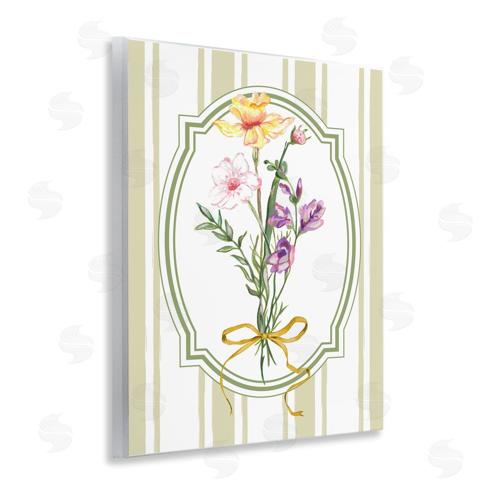 Adonna Ebrahimi Vintage Wildflowers with Ribbon Wooden Wall Plaque Art Print