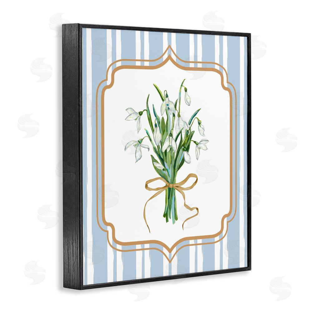 Adonna Ebrahimi White Flower Bundle on Stripes Black Framed Giclee Print Wall Art