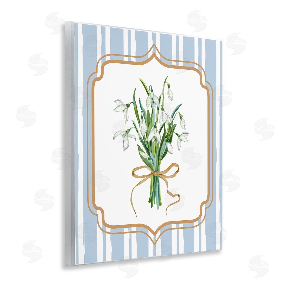 Adonna Ebrahimi White Flower Bundle on Stripes Wooden Wall Plaque Art Print