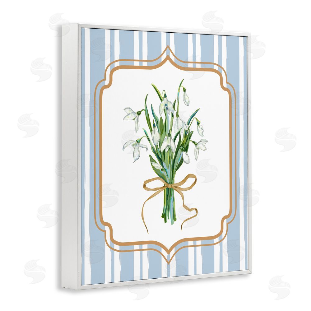 Adonna Ebrahimi White Flower Bundle on Stripes White Framed Giclee Print Wall Art