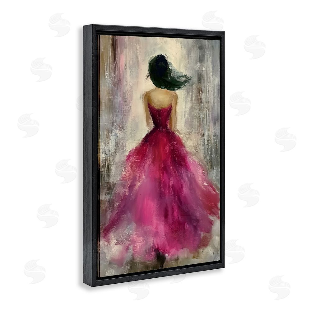 Annabelle Hall After Midnight Girl in Gown Black Floating Frame Canvas Wall Art Print