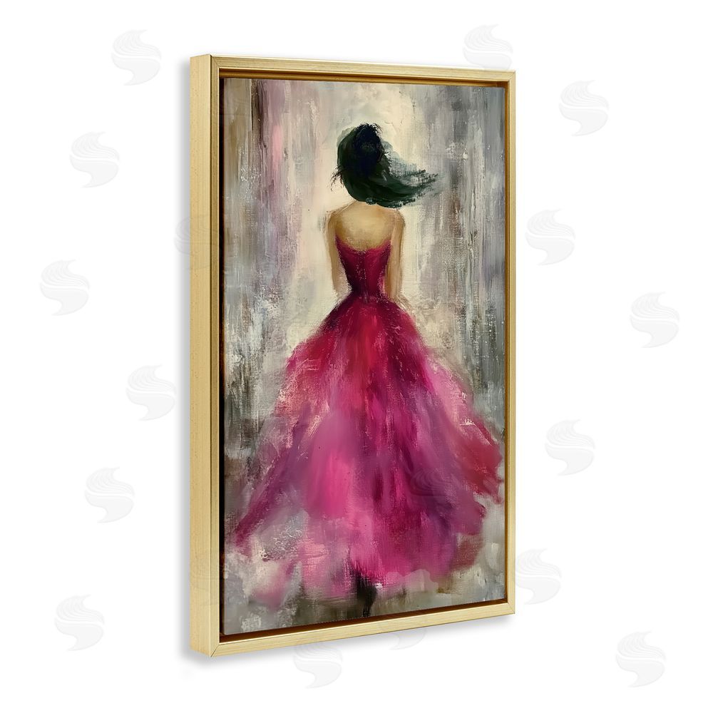 Annabelle Hall After Midnight Girl in Gown Gold Floating Frame Canvas Wall Art Print