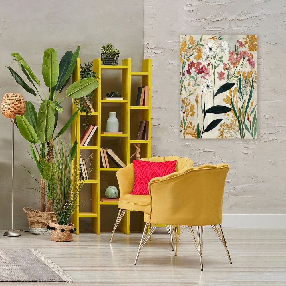 Annabelle Hall Vintage Playful Botanicals Stretched Canvas Wall Art Print in Room