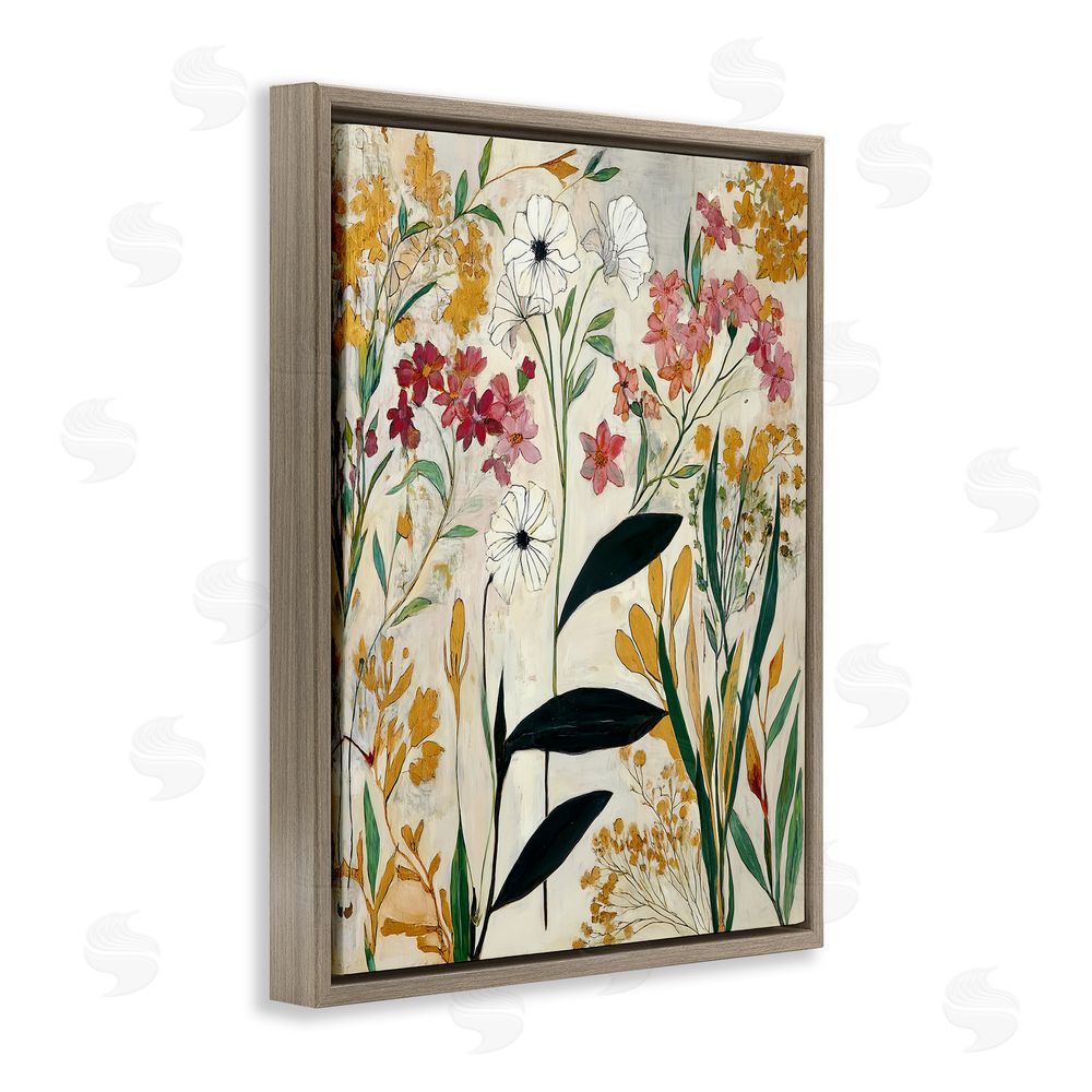 Annabelle Hall Vintage Playful Botanicals Brown Floating Frame Canvas Wall Art Print