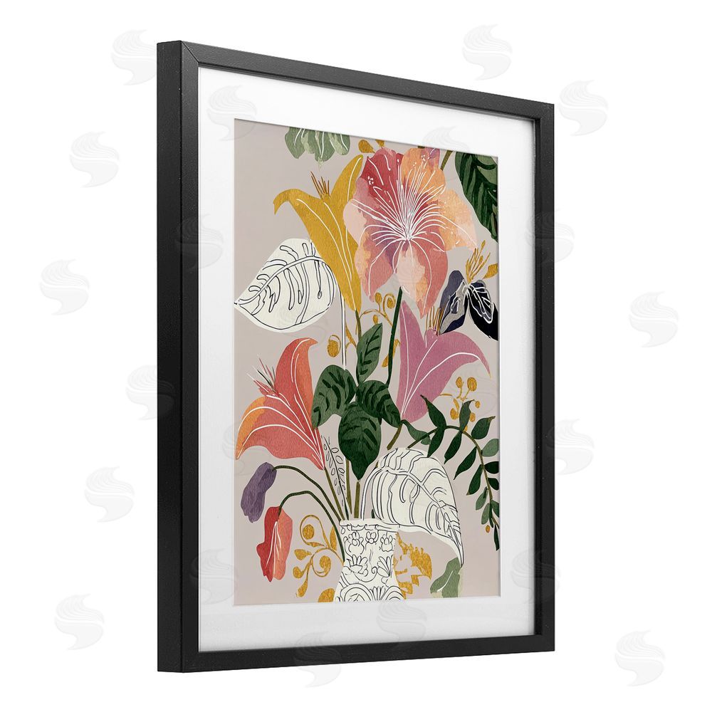 Annabelle Hall Playful Flower Bouquet Black Framed Print Under Glass Wall Art
