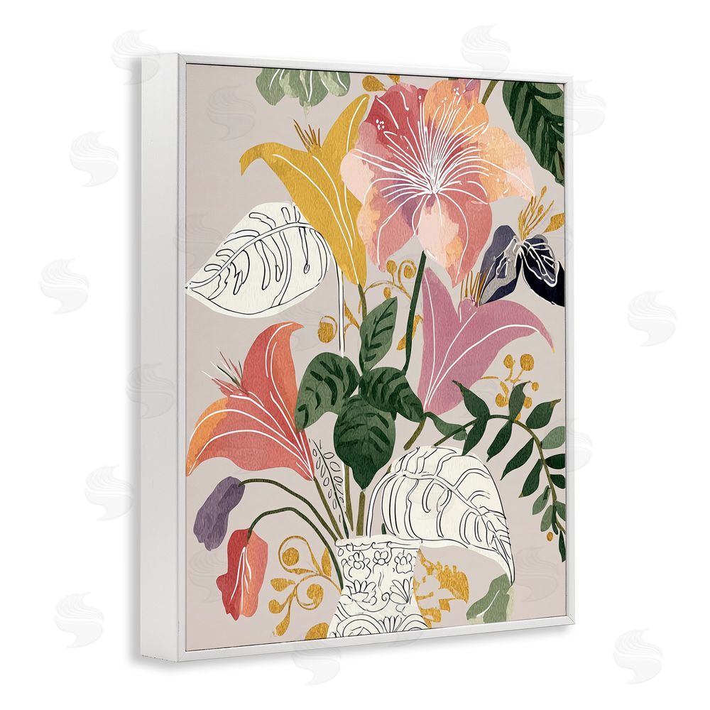 Annabelle Hall Playful Flower Bouquet White Framed Giclee Print Wall Art