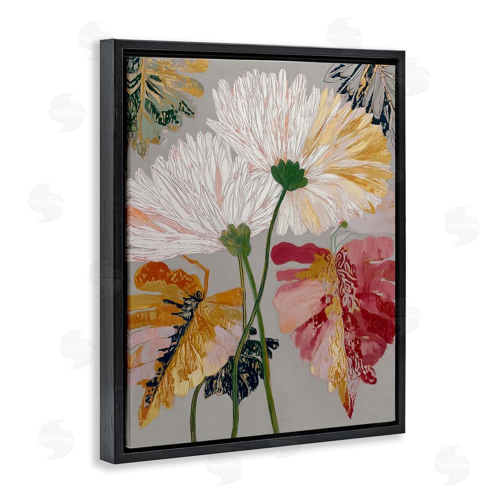 Annabelle Hall Playful Assumptions Flowers Black Floating Frame Canvas Wall Art Print