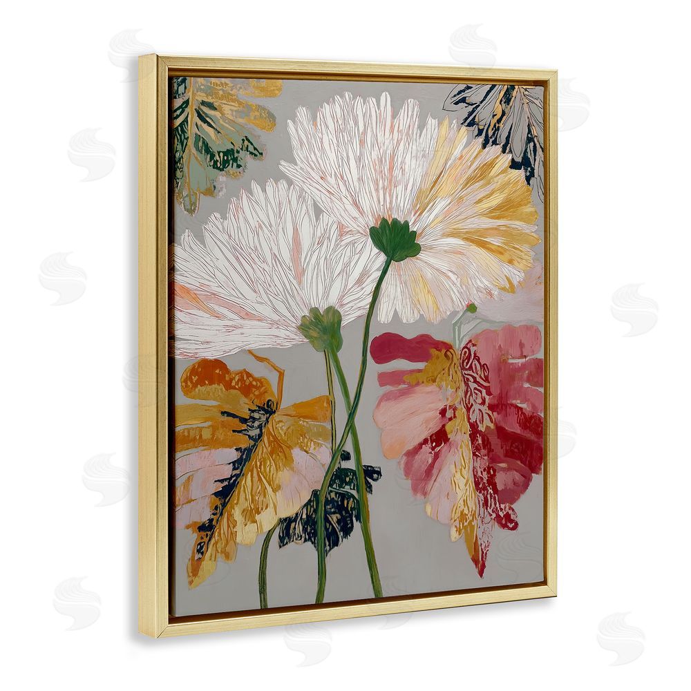 Annabelle Hall Playful Assumptions Flowers Gold Floating Frame Canvas Wall Art Print